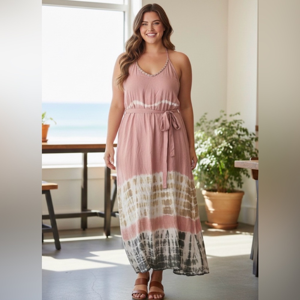 Mele Beach Tank Style Wide Leg Cover Up Shell Tie Dye Romper Brand New With Tags